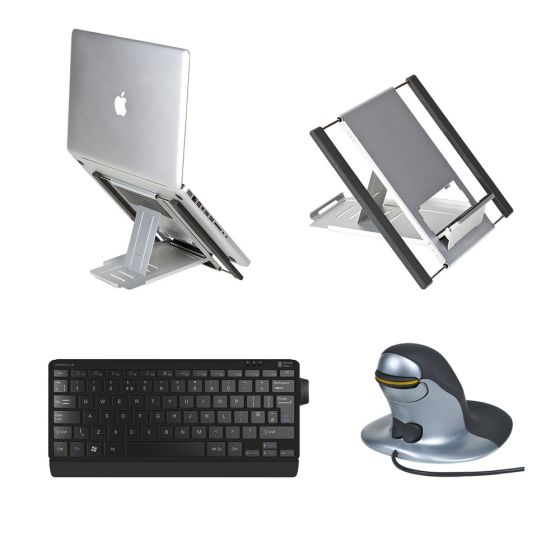 Slim Cool Laptop Stand, Number Slide Keyboard & Penguin Medium Wired Mouse