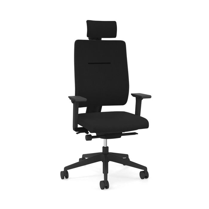 Toleo Upholstered Back Black Office Chair - front view with armrests and headrest