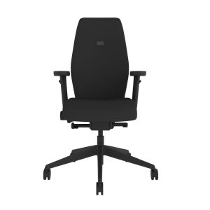 Positiv Plus (high back) Ergonomic Office Chair - black, front view, with armrests