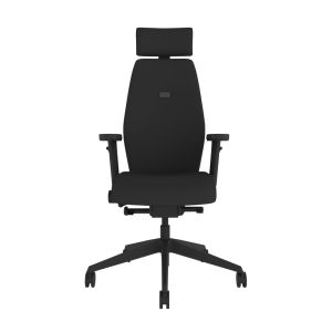 Positiv Plus High Back - black, front view, with armrests and headrest