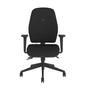 Positiv U600 Ind Task Chair (high back) - black, front view, with armrests