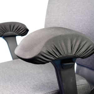 Betteron Chair Arm Pads - shown on a grey chair