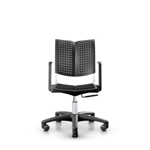 HÅG Conventio Wing 9822 - black plastic, black fabric seat, front view with armrests