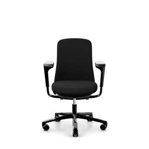 HÅG SoFi 7210 Black Frame Medium Back Task Chair - black, front view, with armrests