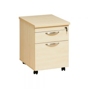 Mobile 2 Drawer Pedestal - Maple - front/side view