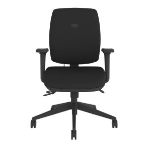 Positiv P-Sit Medium Back Ergonomic Chair - black, front view, with armrests