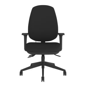 Positiv R600 Ind Task Chair (high back) - black, front view, with armrests