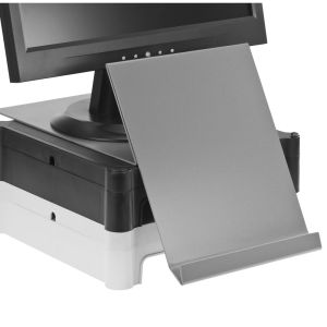 Posturite Ergoview - Grey - portrait with monitor & monitor blocks