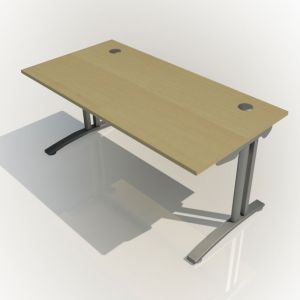 Rectangular Fixed Height FT2 Desk - 1200 x 800mm - Maple/Silver