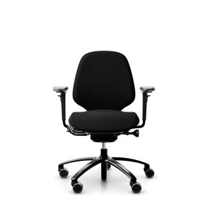 RH Mereo 200 Black Frame Ergonomic Office Chair - black, front view, with armrests and black base
