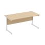 Alpha Fixed Height Desk - maple/silver, front angle view