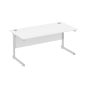 Alpha Fixed Height Desk - white/silver, front angle view