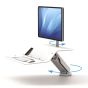 Lotus™ RT Sit-Stand Workstation (Single, White) - angle 'twist up' view