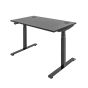 JOSHO Homeworker Electric Sit-Stand Desk - black desk and frame, front angle view, showing standing position
