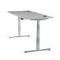 JOSHO Homeworker Electric Sit-Stand Desk - grey desk and silver frame, front side view
