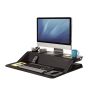 Lotus™ Sit-Stand Workstation - Black - front angle view - sitting position