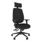Positiv P-Sit High Back Ergonomic Chair - black, front angle view, with armrests and headrest