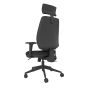 Positiv P-Sit High Back Ergonomic Chair - black, back angle view, with armrests and headrest