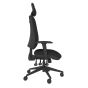 Positiv P-Sit High Back Ergonomic Chair - black, side view, with armrests and headrest