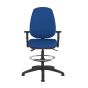 Positiv R600 High Back Draughtsman - navy, front view, with armrests