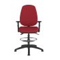 Positiv R600 High Back Draughtsman - red, front view, with armrests