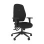 Positiv U600 Ind Task Chair (high back) - black, front angle view, with armrests