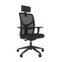 Responsiv RV150 Mesh Back Chair - black, front angle view, with armrests