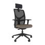 Responsiv RV150 Mesh Back Chair - mushroom, front angle view, with armrests