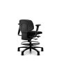 RH Activ 200 Ergonomic Office & Industry Chair - black, back angle view, with armrests, footring and glides