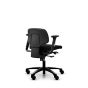 RH Activ 202 Ergonomic Office & Industry Chair - black, back angle view, with armrests and castors