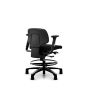 RH Activ 202 Ergonomic Office & Industry Chair - black, back angle view, with armrests, footring and glides