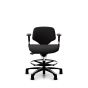 RH Activ 202 Ergonomic Office & Industry Chair - black, front view, with armrests, footring and glides