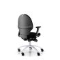 RH Extend 100 Ergonomic Office Chair - black, back angle view, with armrests and grey lacquered aluminium base
