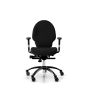 RH Extend 100 Ergonomic Office Chair - black, front view, with armrests and black aluminium base