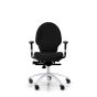 RH Extend 100 Ergonomic Office Chair - black, front view, with armrests and grey lacquered aluminium base