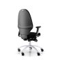 RH Extend 120 Ergonomic Office Chair - black, back angle view, with armrests and grey lacquered aluminium base