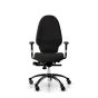 RH Extend 120 Ergonomic Office Chair - black, front view, with armrests and black aluminium base