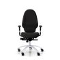 RH Extend 120 Ergonomic Office Chair - black, front view, with armrests and grey lacquered aluminium base