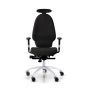 RH Extend 120 Ergonomic Office Chair - black, front view, with armrests & neckrest, and grey lacquered aluminium base