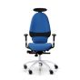 RH Extend 120 Ergonomic Office Chair - royal blue, front view, with armrests & neckrest, and grey lacquered aluminium base