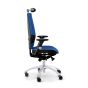 RH Extend 120 Ergonomic Office Chair - royal blue, side view, with armrests & neckrest, and grey lacquered aluminium base