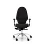 RH Extend 120 Ergonomic Office Chair - black, front view, with armrests and polished aluminium base