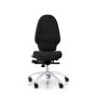 RH Extend 120 Ergonomic Office Chair - black, front view, without armrests and grey lacquered aluminium base