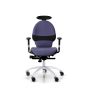 RH Extend 200 Ergonomic Office Chair - navy, front view, with armrests & neckrest, and grey lacquered aluminium base