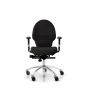 RH Extend 200 Ergonomic Office Chair - black, front view, with armrests and polished aluminium base