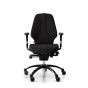 RH Logic 300 Medium Back Ergonomic Office Chair - black, front view, with black aluminium base
