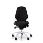 RH Logic 300 Medium Back Ergonomic Office Chair - black, front view, with silver aluminium base