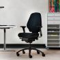 RH Logic 300 Medium Back Ergonomic Office Chair - black, front angle view, lifetyle shot
