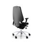 RH Logic 400 High Back Ergonomic Office Chair - black, back angle view, with armrests and silver aluminium base