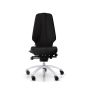 RH Logic 400 High Back Ergonomic Office Chair - black, front view, with silver aluminium base